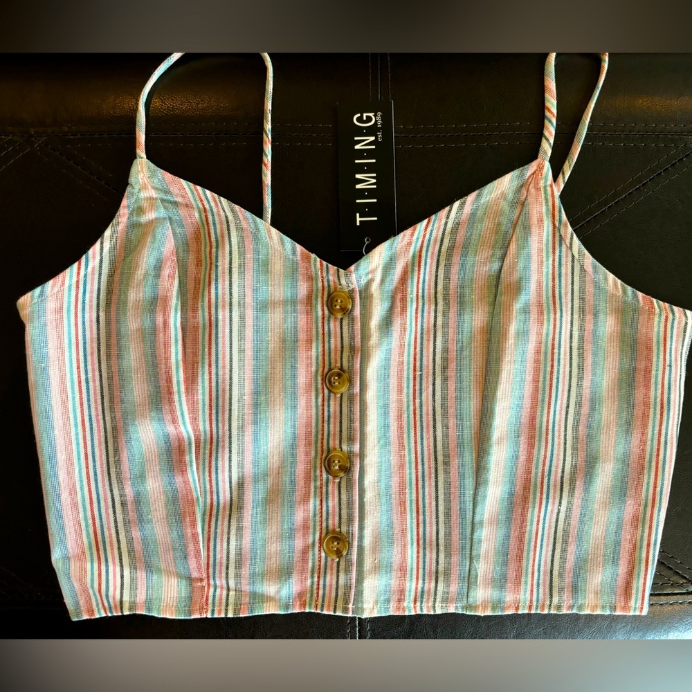 Women’s large pastel striped summer tank top, brand new with tags